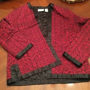 alfred dunner red quilted brocade jacket